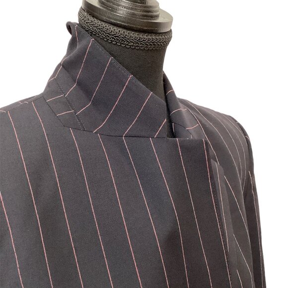 VINTAGE Jobis 2-piece Pinstriped Navy/Pink Pant Suit - Size EU38 - Picture 7 of 16